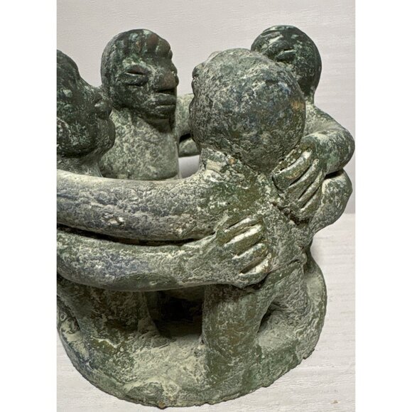 Circle of Friends Mayan Style Folk Art Terra Cotta 4 Friends Candle Holder Green - Picture 7 of 10